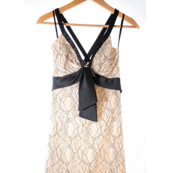 White House Black Market cream and black lace dress size 0 - Picture 1 of 10